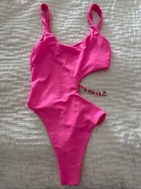 Hot Pink One-Piece Cutout Swimsuit
